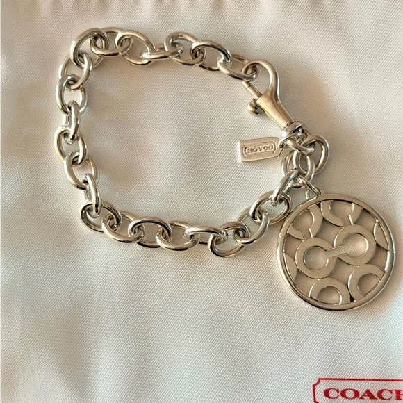 NWOT Coach 925 Sterling Silver Op Art Disc Charm Bracelet - Picture 1 of 4
